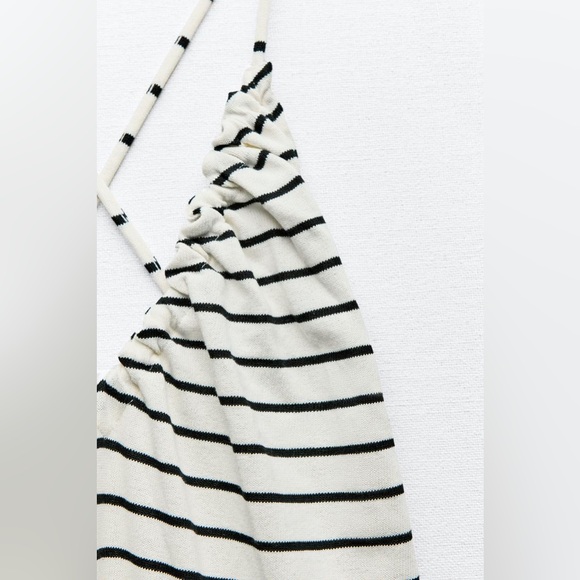ZARA BLOGGERS FAVORITE STRIPED RUCHED DRESS - Picture 7 of 9